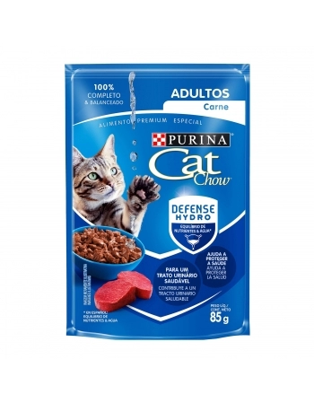 Ração Úmida Sachê Cat Chow Adultos - Sabor Carne Ao Molho 85G