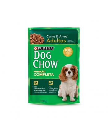 Ração Úmida Sachê Dog Chow Adultos Raças Pequenas - Sabor Carne E Arroz 100G
