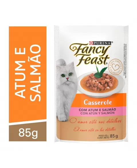 Ração Úmida Sachê Fancy Feast Casserole Gatos - Sabor Atum E Salmão 85G