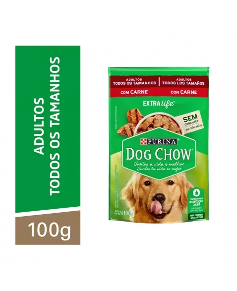 Ração Úmida Dog Chow Sachê Cães Adultos - Sabor Carne 100G
