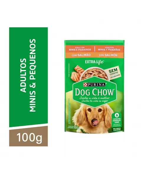 Ração Úmida Dog Chow Sachê Cães Adultos Raças Pequenas - Sabor Salmão 100G