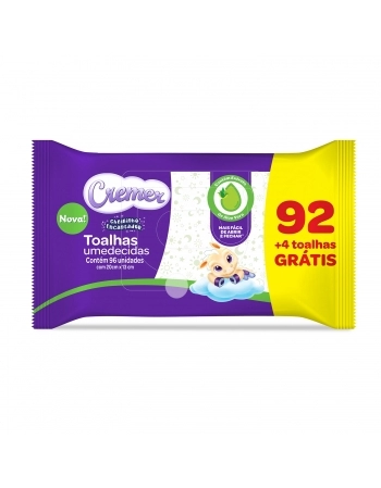 Toalhas Umedecidas Cremer Aloe E Vera - Com 96 Unidades