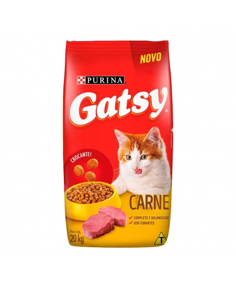 Ração Seca Gatsy Para Gatos Adultos - Sabor Carne 20Kg
