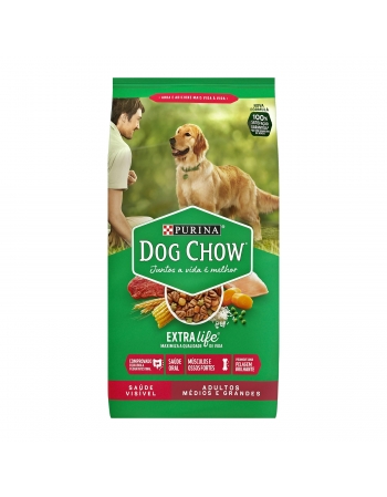 Ração Seca Dog Chow Extra Life Cães Adultos Raças Médias E Grandes - Sabor Carne E Vegetais 20Kg