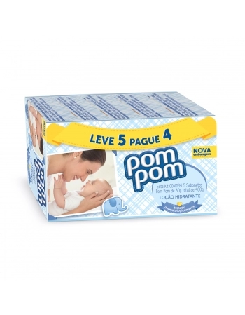 Sabonete Em Barra Infantil Pompom Hidratante 80G Leve 5 Pague 4