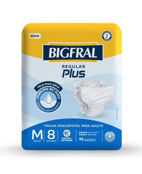 Fralda Bigfral Plus Regular M - Com 8 Unidades