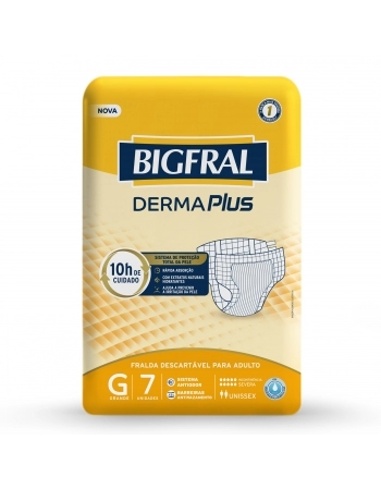 Fralda Bigfral Derma Plus G - Com 7 Unidades