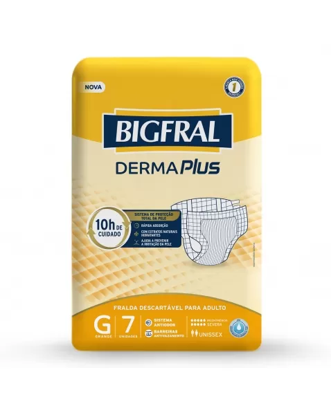 Fralda Bigfral Derma Plus G - Com 7 Unidades