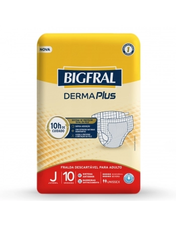 Fralda Bigfral Derma Plus Regular Juvenil - Com 10 Unidades