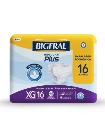 Fralda Bigfral Regular Plus Econômica Xg - Com 16 Unidades