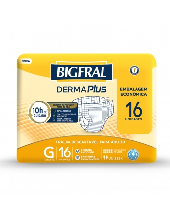 Fralda Bigfral Derma Plus Regular Econômica G - Com 16 Unidades