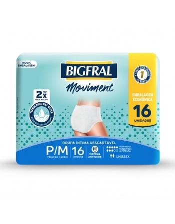 Fralda Bigfral Moviment Roupa Íntima P/M - Com 16 Unidades