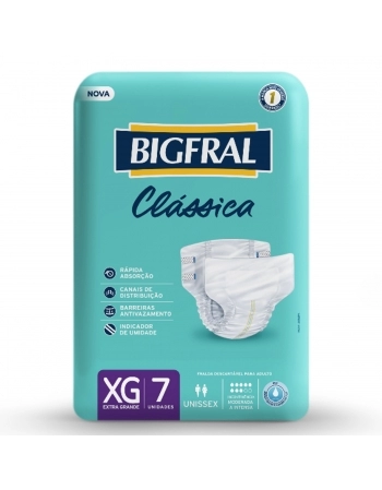 Fralda Bigfral Clássica Regular Xg - Com 7 Unidades