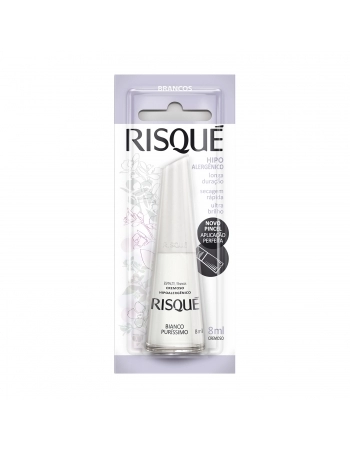 Esmalte Risqué Branco Cremoso Puríssimo 8Ml - Caixa Com 6 Unidades Blister