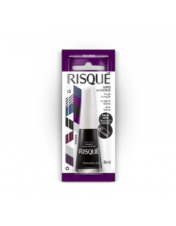 Esmalte Risqué Escuro Cremoso Preto Sépia 8Ml - Caixa Com 6 Unidades Blister