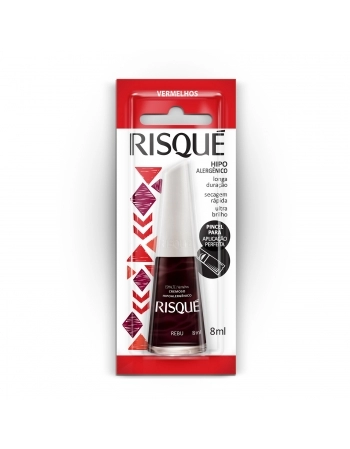 Esmalte Risqué Vermelho Cremoso Rebu 8Ml - Caixa Com 6 Unidades Blister