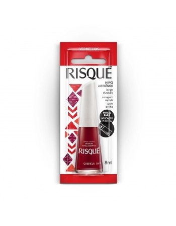 Esmalte Risqué Vermelho Cremoso Gabriela 8Ml - Caixa Com 6 Unidades Blister