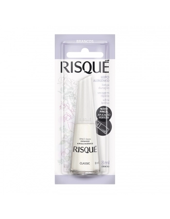 Esmalte Risqué Branco Cremoso Classic 8Ml - Caixa Com 6 Unidades Blister