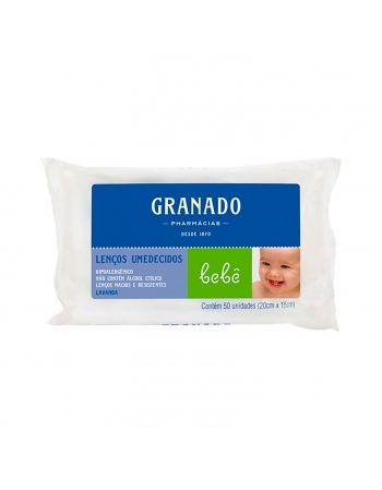 Lenço Umedecido Granado Bebê Lavanda 50 Unidades