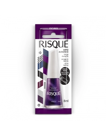 Esmalte Risqué Escuro Metálico Psico 8Ml - Caixa Com 6 Unidades Blister