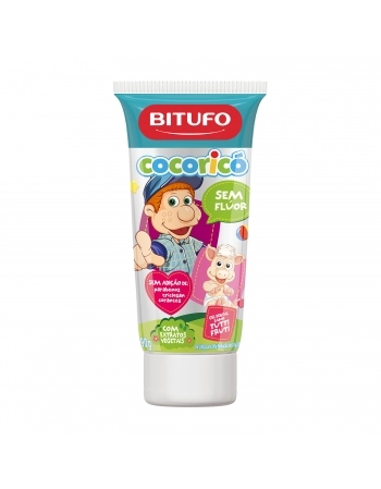 Gel Dental Bitufo Cocoricó Sem Flúor Sabor Tutti-Frutti 90G
