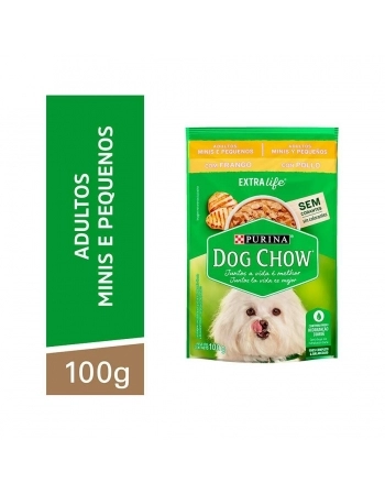 Ração Úmida Dog Chow Sachê Cães Adultos Raças Pequenas - Sabor Frango Extra Life 100G