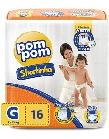 Fralda Pompom Shortinho Jumbinho G - Com 16 Unidades