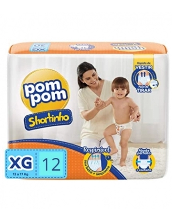 Fralda Pompom Shortinho Jumbinho XG - Com 12 Unidades