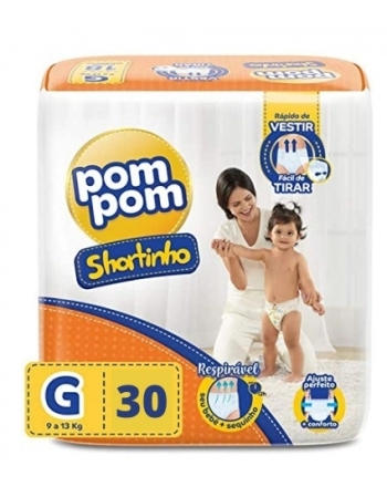 Fralda Pompom Shortinho Jumbo G - com 30 Unidades