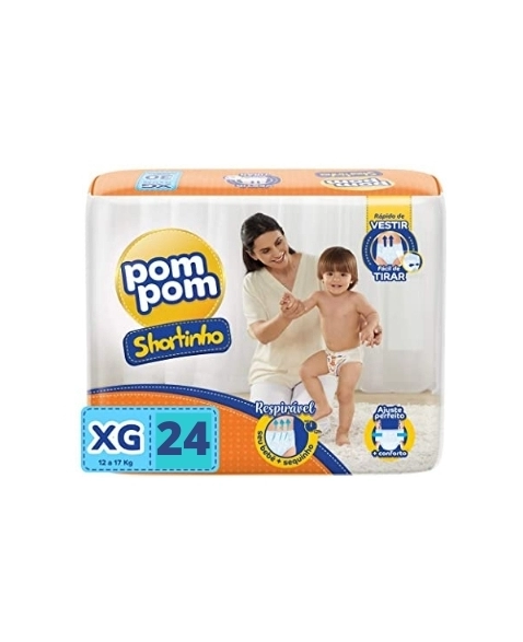 Fralda Pompom Shortinho Jumbo Xg - Com 24 Unidades