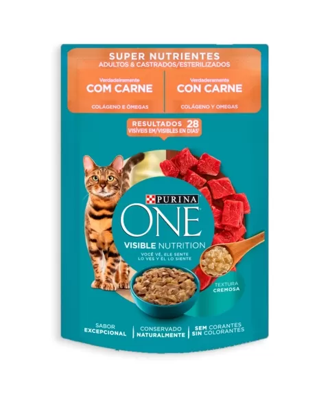 CAT ONE SACHET AD.&.CASTR SUPER NUTRIENTES CARNE 85G