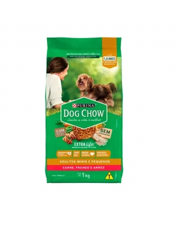 Ração Seca Dog Chow Para Cães Adultos De Raças Pequenas - Sabor Frango E Arroz 1Kg