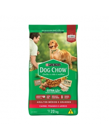 Ração Seca Dog Chow Extra Life para cachorros médios e grandes 20Kg