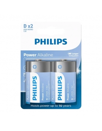 PILHA PHILIPS ALCALINA ESPECIAL GRANDE \"D\" C/2
