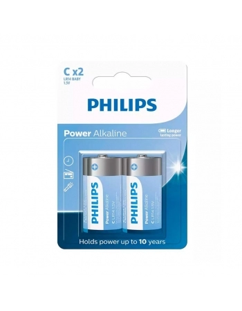 PILHA PHILIPS ALCALINA MEDIA \"C\" C/2